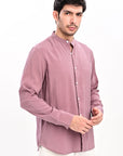 Onion Pink Tapered Fit Mandarin Collar Shirt