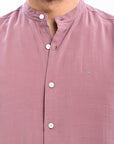 Onion Pink Tapered Fit Mandarin Collar Shirt