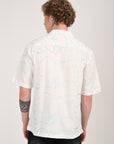 Overhanging Electric Blue Embroidered Half Sleeve White Shirt