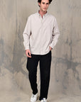 Cream Relaxed Fit Stretch Shirt