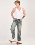 Straight Cut Deep Ocean Denim Pants