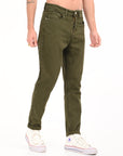 Comfort Fit Army Green Denim Pants