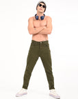 Comfort Fit Army Green Denim Pants