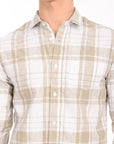 Relaxed Fit Mossgreen Full Sleeve Check Shirt