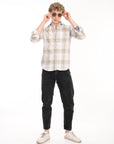 Relaxed Fit Mossgreen Full Sleeve Check Shirt