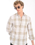 Relaxed Fit Mossgreen Full Sleeve Check Shirt