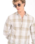 Relaxed Fit Mossgreen Full Sleeve Check Shirt