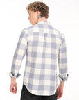 Relaxed Fit Steel Blue Full Sleeve Check Shirt
