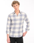 Relaxed Fit Steel Blue Full Sleeve Check Shirt