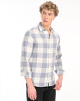 Relaxed Fit Steel Blue Full Sleeve Check Shirt