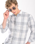 Relaxed Fit Airforce Blue Full Sleeve Check Shirt