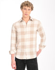 Relaxed Fit Latte Brown Full Sleeve Check Shirt