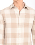 Relaxed Fit Latte Brown Full Sleeve Check Shirt