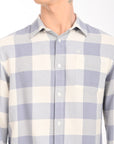 Relaxed Fit Steel Blue Full Sleeve Check Shirt