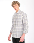 Relaxed Fit Ash Grey Full Sleeve Check Shirt