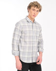 Relaxed Fit Ash Grey Full Sleeve Check Shirt