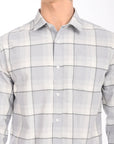 Relaxed Fit Ash Grey Full Sleeve Check Shirt
