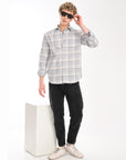 Relaxed Fit Ash Grey Full Sleeve Check Shirt