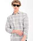 Relaxed Fit Ash Grey Full Sleeve Check Shirt