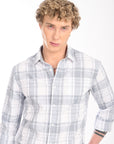 Relaxed Fit Airforce Blue Full Sleeve Check Shirt