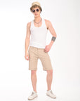 Regular Fit Light Khaki Cotton Shorts