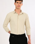 Cream Stretch Slim Fit Shirt