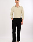 Cream Stretch Slim Fit Shirt