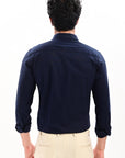 Elite Oxford Tapered Fit Full Sleeve Shirt – Navy Blue