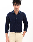 Elite Oxford Tapered Fit Full Sleeve Shirt – Navy Blue