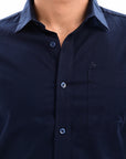 Elite Oxford Tapered Fit Full Sleeve Shirt – Navy Blue