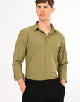 Sap Green Stretch Slim Fit Shirt