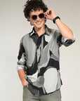 Gray Printed Relaxed Fit Full Sleeve Shirt