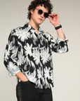 Black Floral Printed Relaxed Fit Full Sleeve Shirt