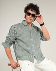 Green Check Relaxed Fit Full Sleeve Shirt