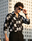 Black Printed Relaxed Fit Full Sleeve Shirt