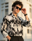 Black Floral Printed Relaxed Fit Full Sleeve Shirt