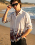 White Printed Relaxed Fit Full Sleeve Shirt