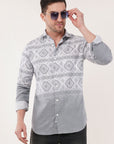 Glacier Gray Printed Tapered Fit Shirt