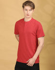 Round Collar Red Half Sleeve Regular Fit T shirt