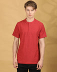Round Collar Red Half Sleeve Regular Fit T shirt