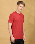 Round Collar Red Half Sleeve Regular Fit T shirt