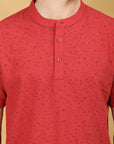 Round Collar Red Half Sleeve Regular Fit T shirt