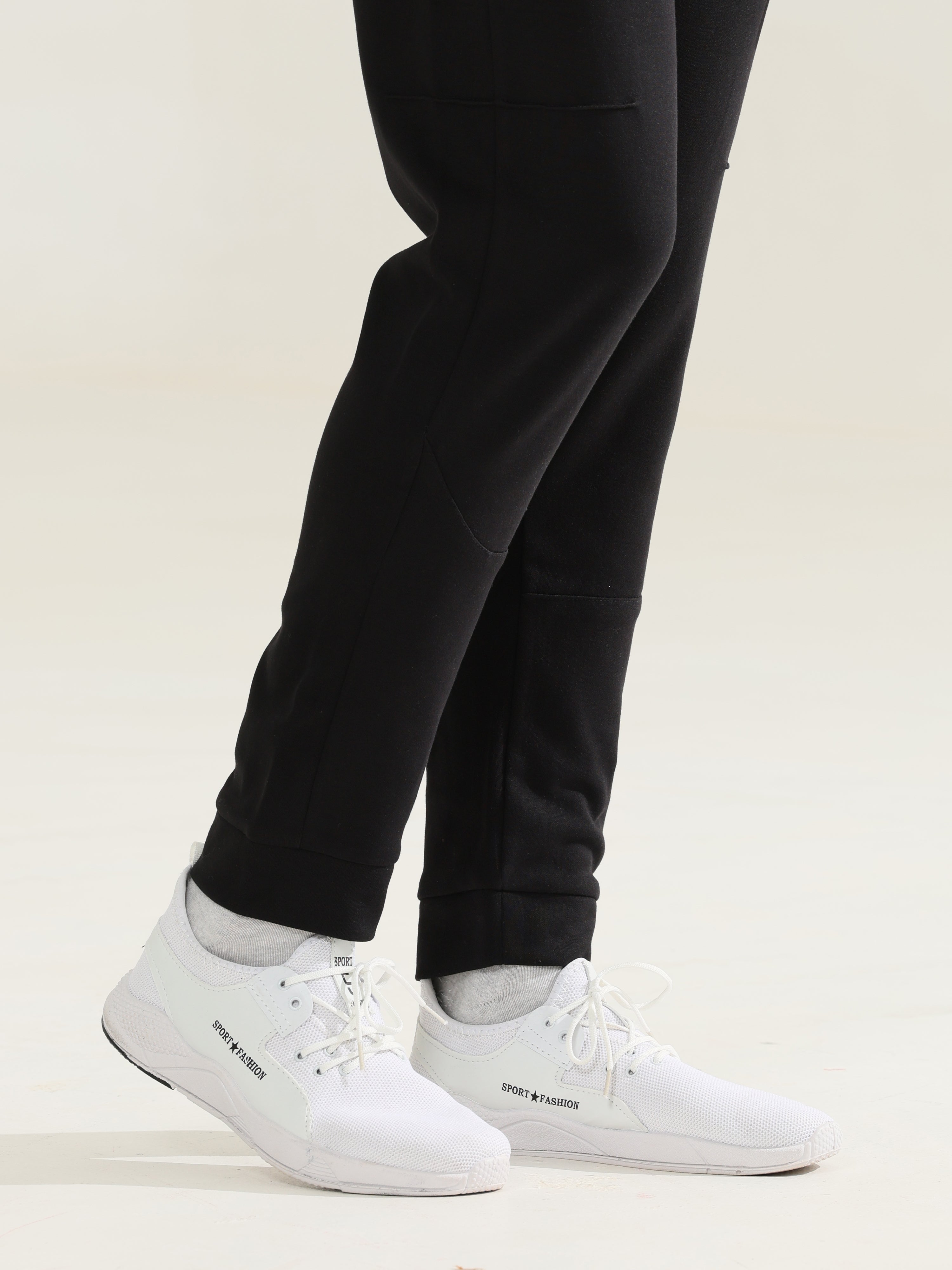 Mens Regular fit black track pants - Address