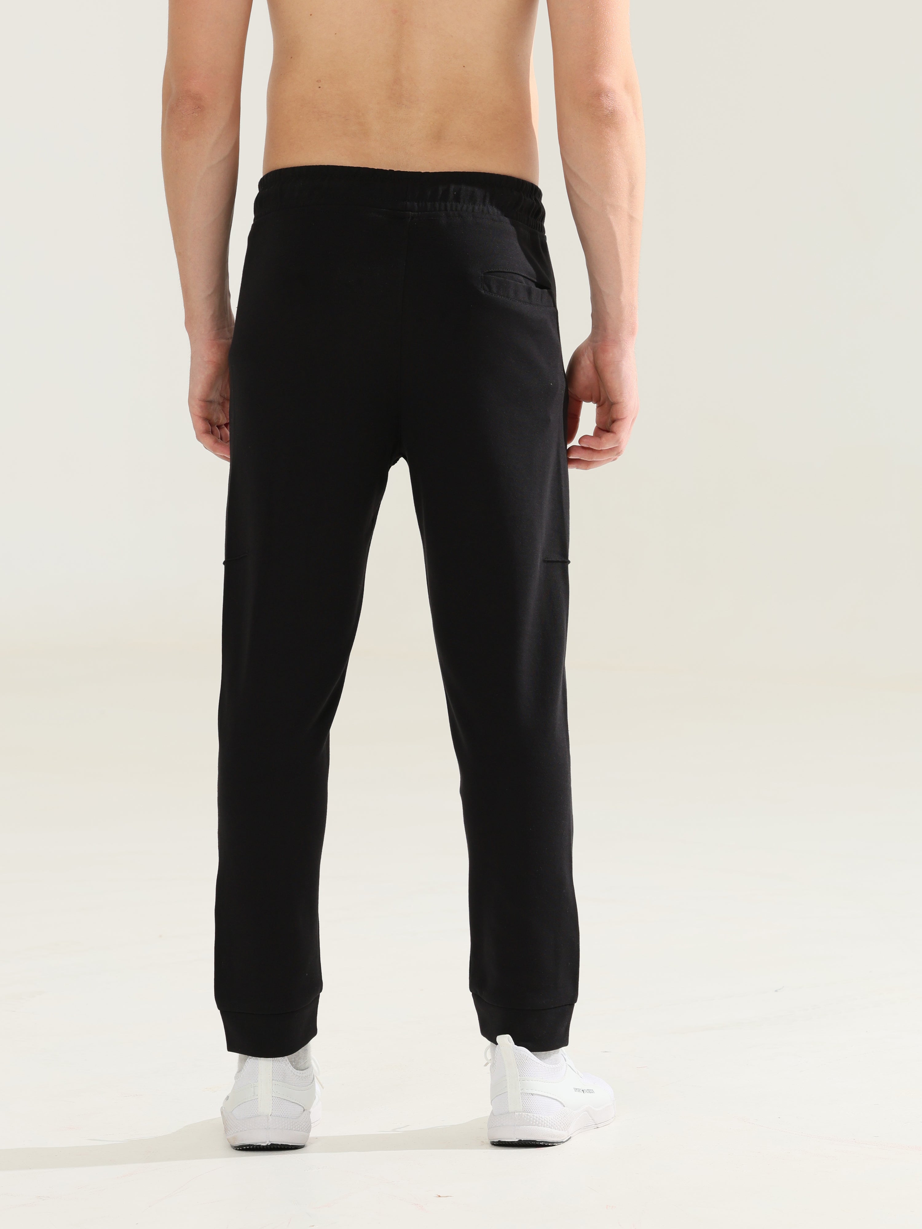 Mens Regular fit black track pants - Address