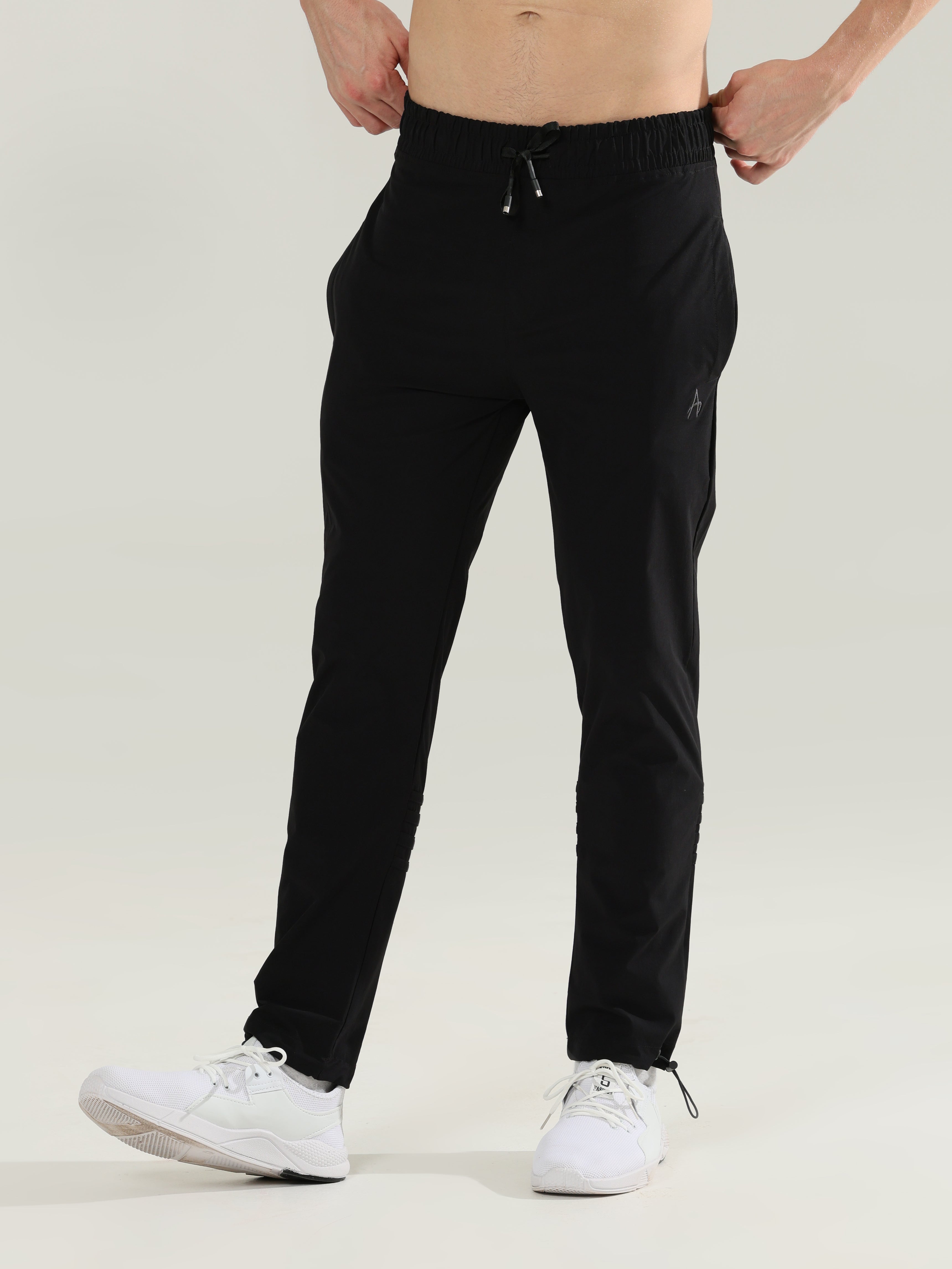 Mens Lycra fit black track pants - Address