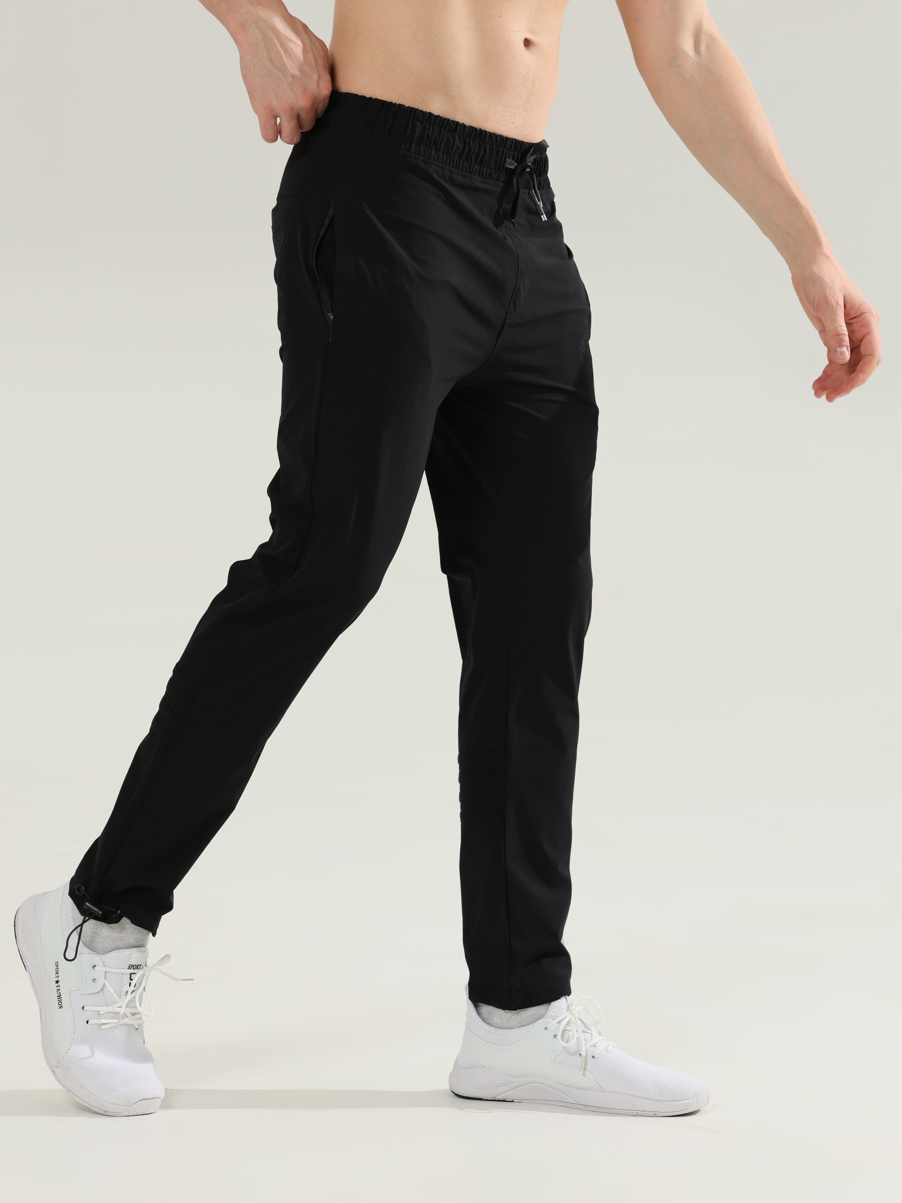 Mens Lycra fit black track pants - Address