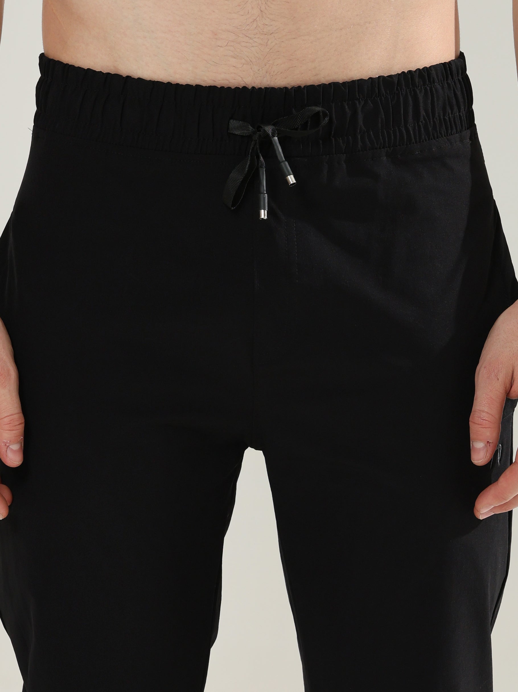 Mens Lycra fit black track pants - Address