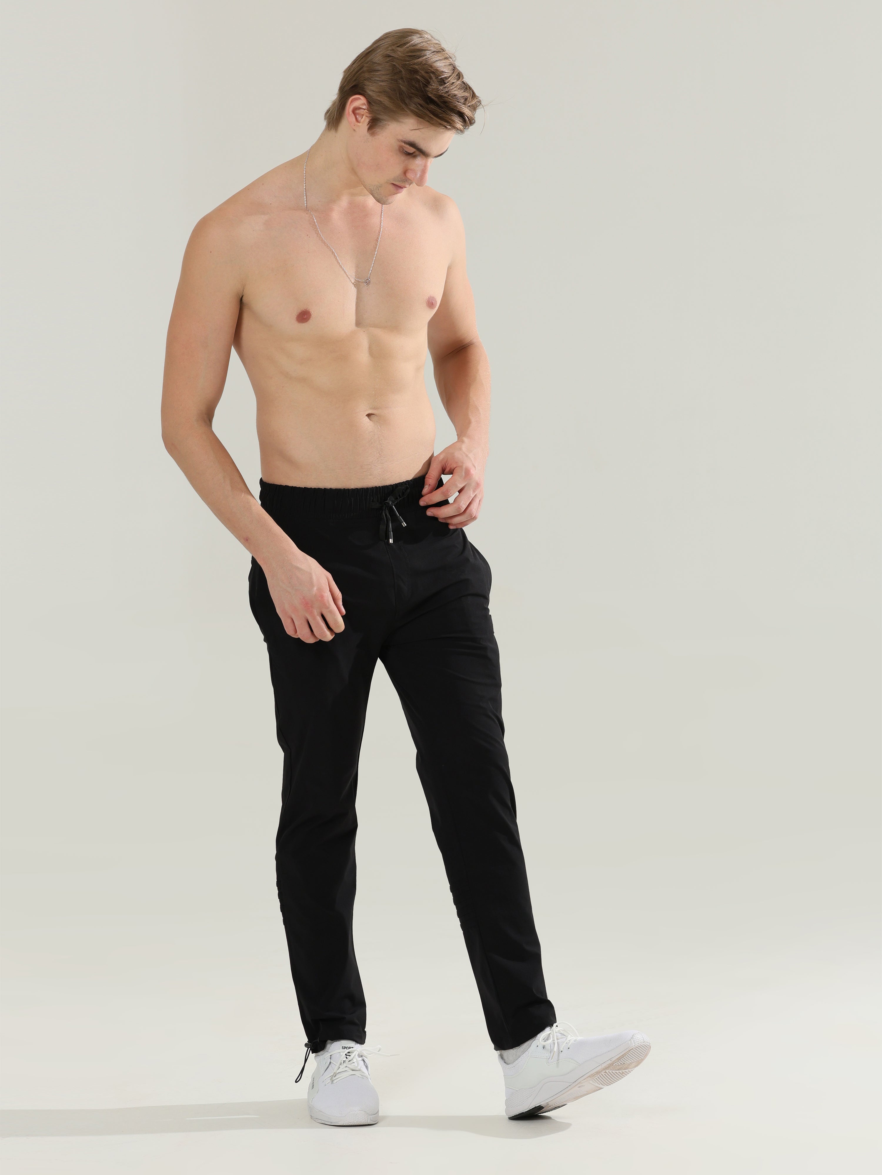 Mens Lycra fit black track pants - Address