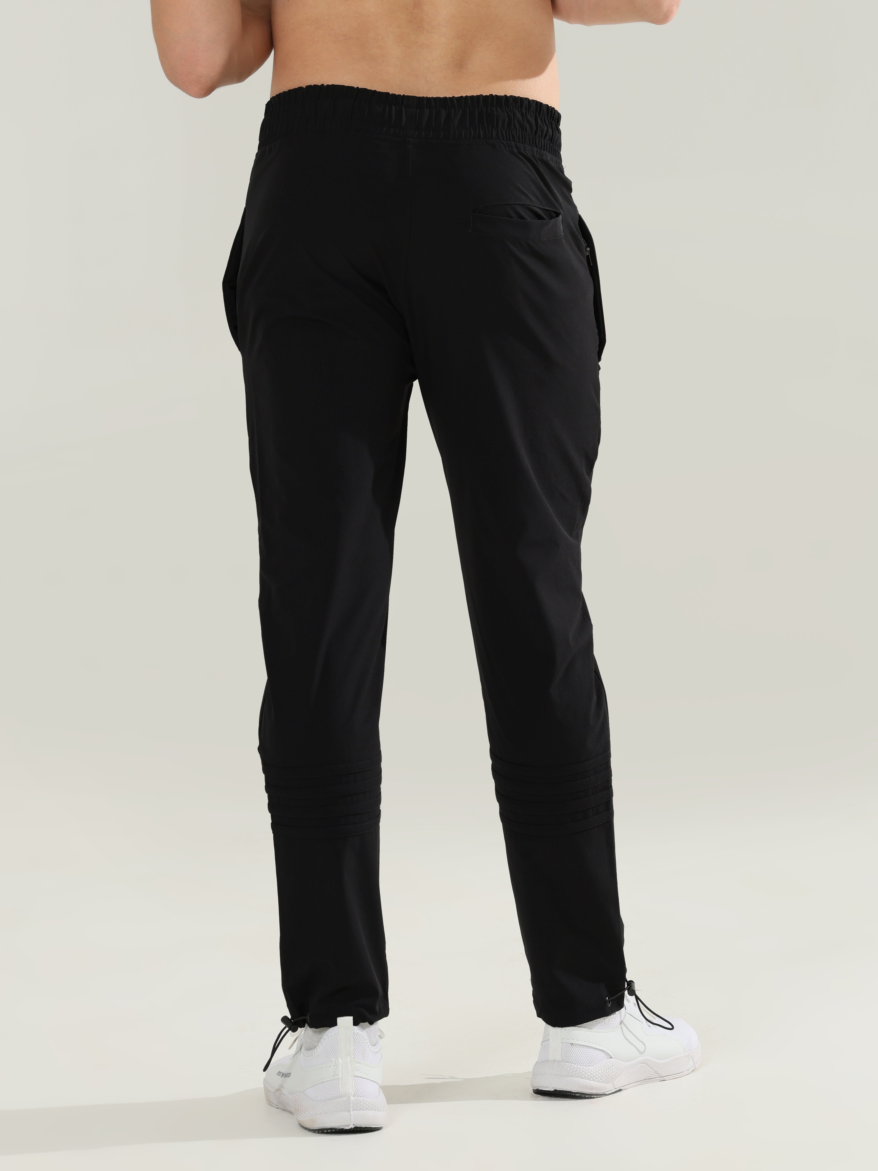 Mens Lycra fit black track pants - Address