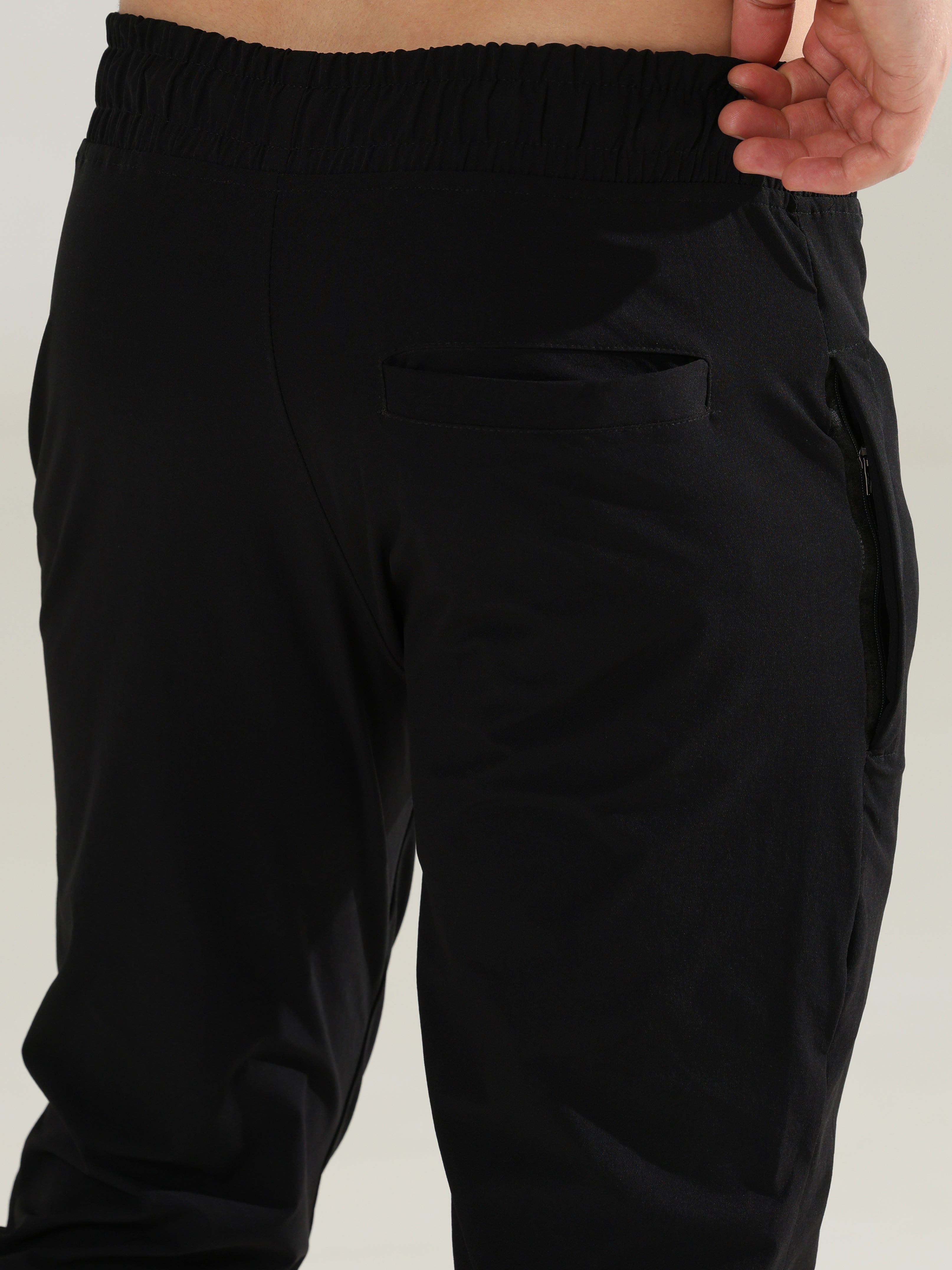 Mens Lycra fit black track pants - Address